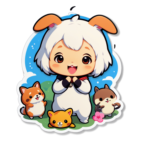 動物と楽しむちこちゃんのかわいいステッカー