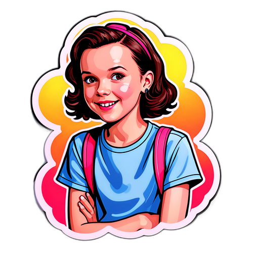 Sticker w stylu retro z okładką najnowszej książki Millie Bobby Brown