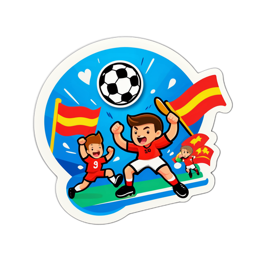 สติกเกอร์การแข่งขันฟุตบอลที่มีแฟนตัวการ์ตูนเชียร์