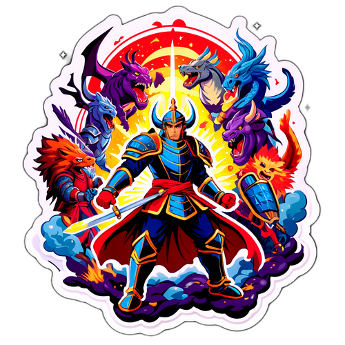 Sticker illustratif du Dieu Martial en bataille épique