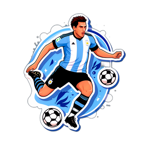 Sticker van een Argentijnse voetballer die een prachtig doelpunt scoort