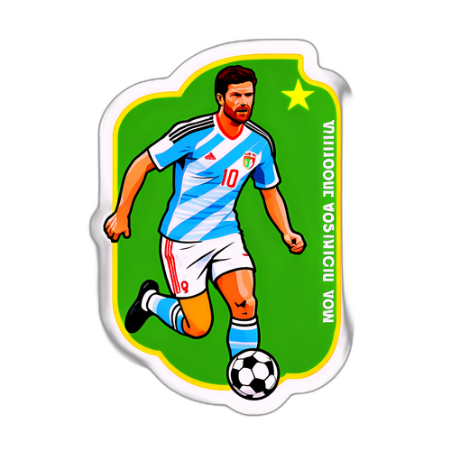 Autocolant vintage cu Xabi Alonso în echipamentul echipei naționale