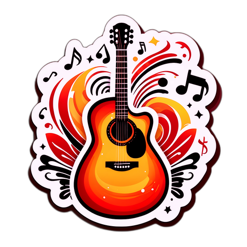 Sticker Edyty Bartosiewicz z gitarą akustyczną