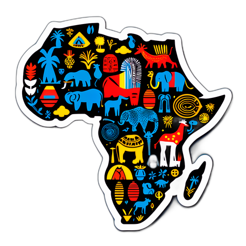 Abstract representasjon av Afrika med tradisjonelle håndverks- og dyresymboler