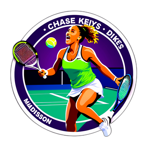 Farverig klistermærke af Madison Keys i aktion
