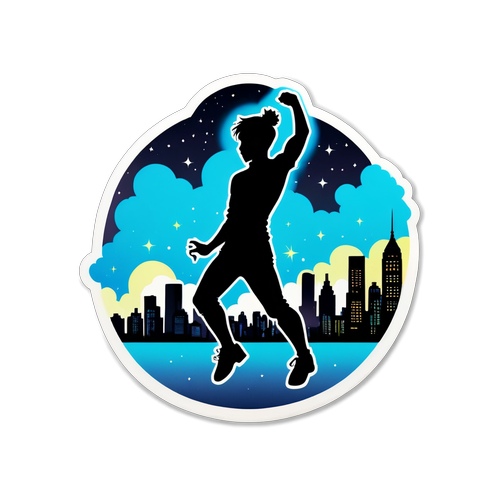 夜の都市景観とダンスシルエット