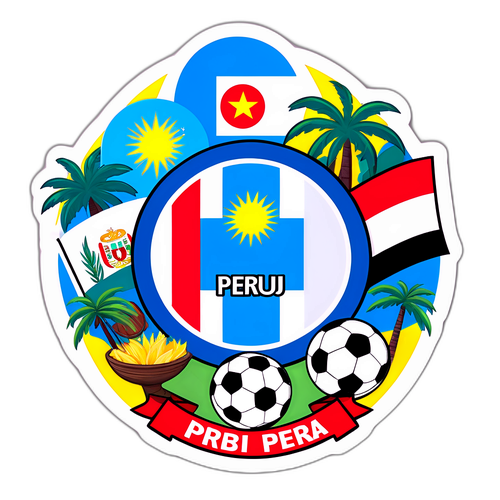 उरुग्वे और पेरू के झंडे के साथ उष्णकटिबंधीय स्टिकर