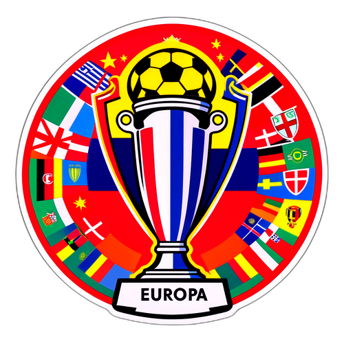 Färgglad klistermärke av Europa Conference League trofé