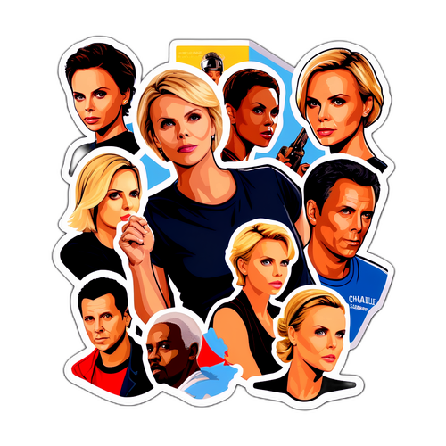 T-paita, jossa Charlize Theron monissa erilaisissa rooleissa