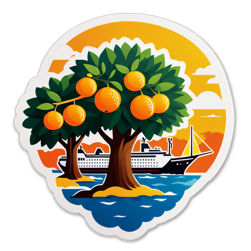 Mersin Limanı ve Narenciye Ağaçları Sticker Tasarımı