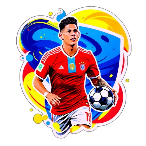 Adesivo de James Rodríguez com bola de futebol