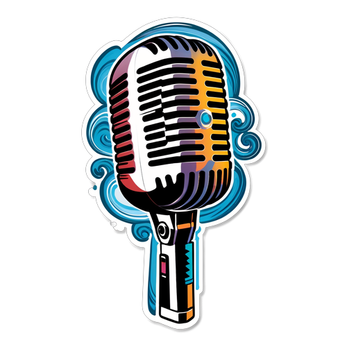 Retro Microphone Sticker Design