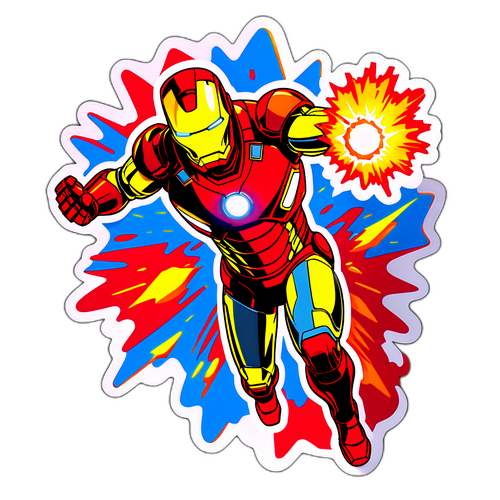Dynamisk klistremerke med Ironman i flukt