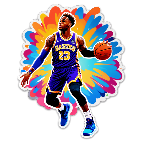 Sticker na may Bronny James na Nasa DYNAMIC na Pagsasagawa ng Basketball