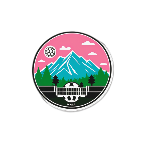 Sticker minimalist al Muntelui Royal din Montréal cu referință la fotbal