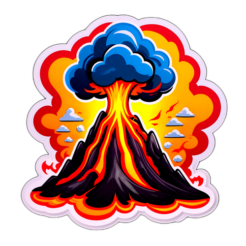 Explosive Volcano Sticker Design
