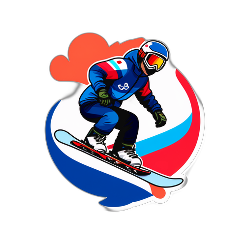 Illustratie van de Franse vlag met snowboardbeelden voor de Winter Olympische Spelen 2026