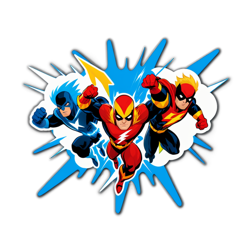 Autocolant dinamic Thunderbolts cu fulgere și supereroi
