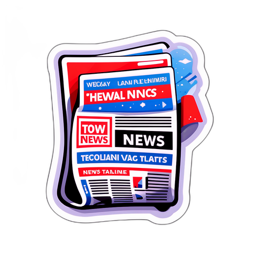 Стильная наклейка с новостным логотипом