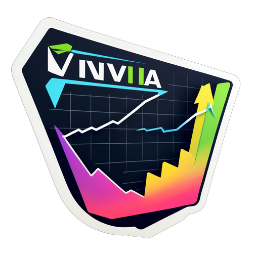 Luovasti suunniteltu osakekaavio, joka esittää Nvidian osakkeiden suuntia nousevilla nuolilla, sisältäen lauseen 'Invest Smart'