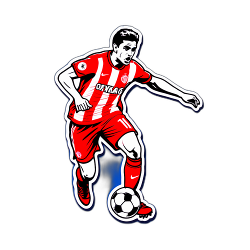 Σκίτσο ποδοσφαιριστή του Ολυμπιακού σε δράση