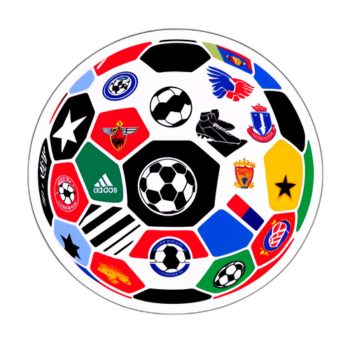 Pegatina de balón de fútbol con un efecto de collage deportivo