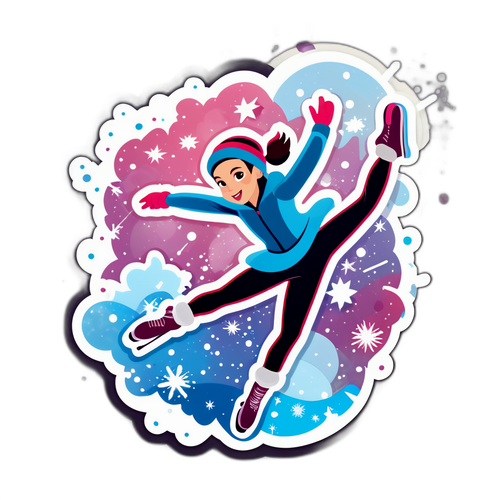 Patinatoare animată sărind impresionant