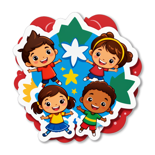 Stiker Perayaan Pancasila dengan Gambar Anak-anak
