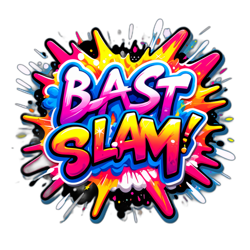Дизайн наклейки з яскравим слоганом "Blast Slam VI" у стилі графіті