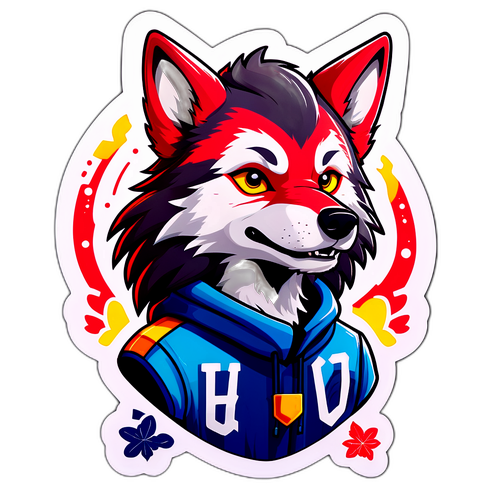 可愛狼隊吉祥物貼紙設計