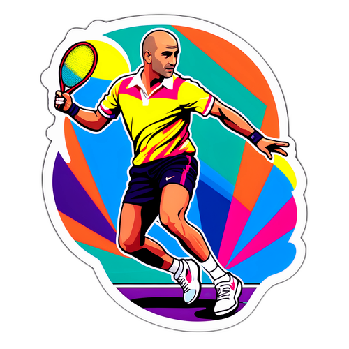 Dynamic Illustration of Andre Agassi in Action