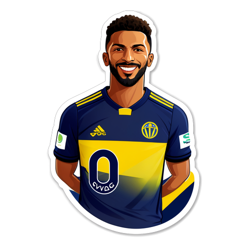 Ilustração de um atleta em movimento com camisa do Fenerbahçe