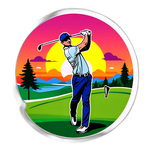 Golfkenttä ja auringonlasku