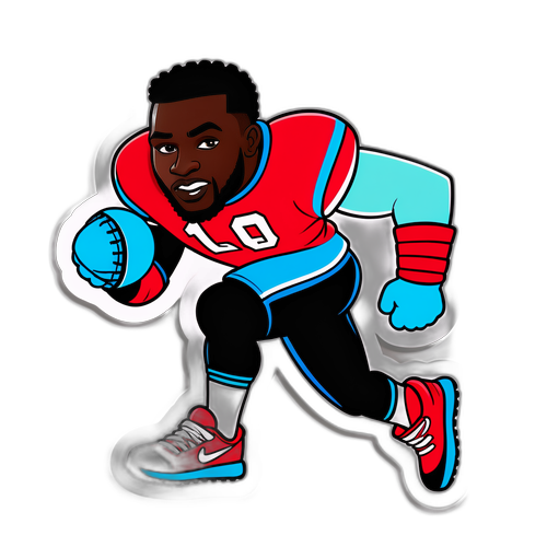 Colorful Deebo Samuel Cartoon Running Through Defenders