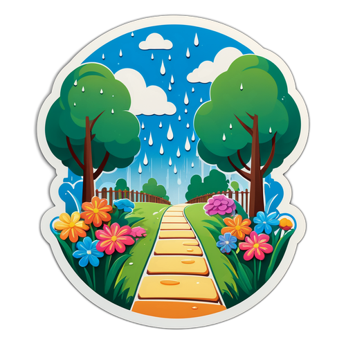 Yağmurlu Bahçe Manzarası