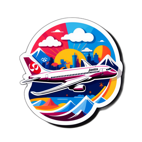 Makulay na Dizayn ng Jet ng Japan Airlines sa Skyline