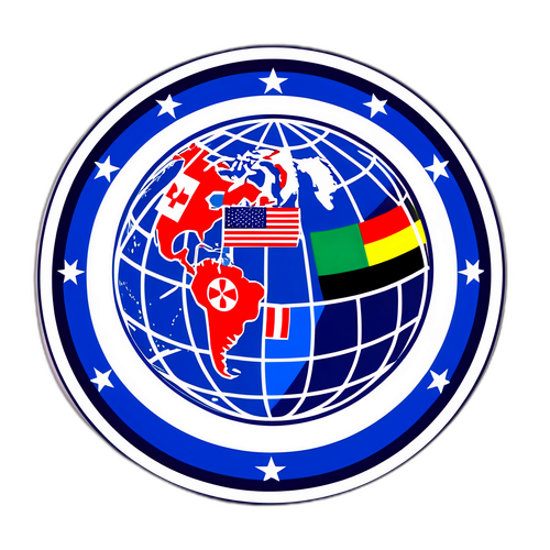 Glob cu steaguri NATO împletite într-o plasă de fotbal