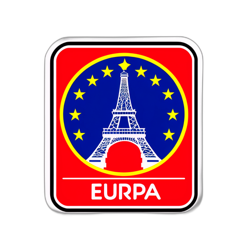 Nálepka s evropským městem a sportovním duchem