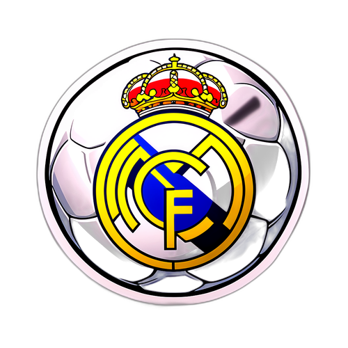 En klistermärke av en fotboll med Real Madrids färger och texten 'Siempre Madrid'