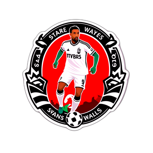 스완지 시티의 스타 선수와 웨일스 전통 요소 스티커