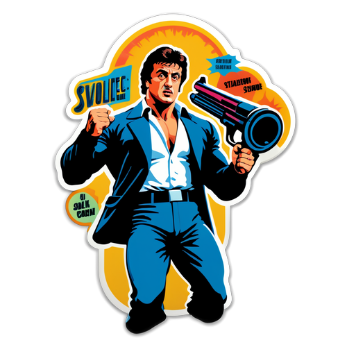 Retro-tema klistermärke av Sylvester Stallone