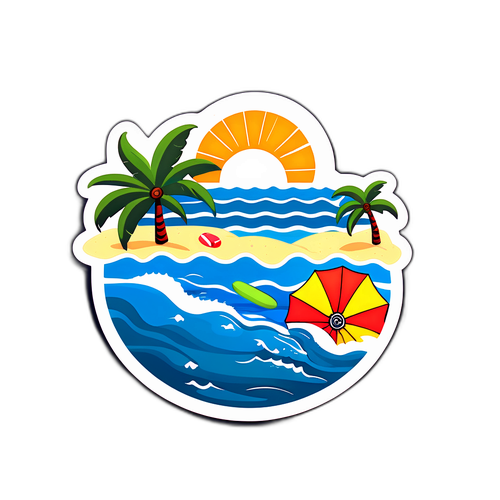 Autocollant sur Nice avec motifs de plage et de baignade