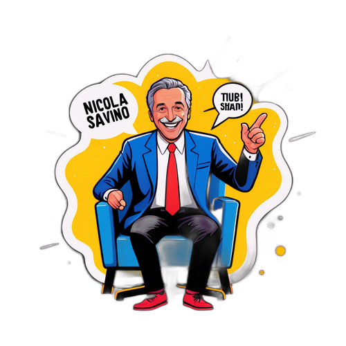 Adesivo Divertente di Nicola Savino in un Talk Show
