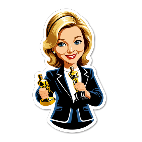 Schattige sticker van Tatum O'Neal met een Academy Award