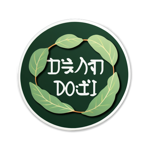 Eucalyptus Leaves Round Sticker with DÓRI