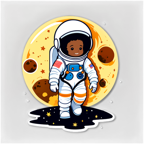 小小宇航員在月球漫步貼紙