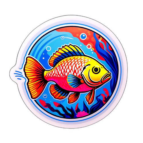 Stiker Ikan Ribka Tjiptaning yang Berwarna-warni