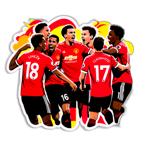 Manchester United Spelare i Energiskt Matchögonblick