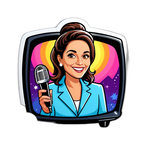 Sticker de Nancy Pazos en un programa de televisión