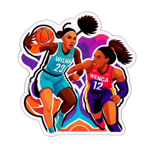 Masaya at Matatag na Sticker ng Dalawang Manlalaro ng WNBA
